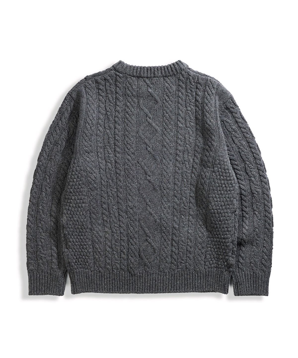 건지 울른스(Guernsey Woollens) 셔틀랜드울 아란 포켓 스웨터 - 그레이