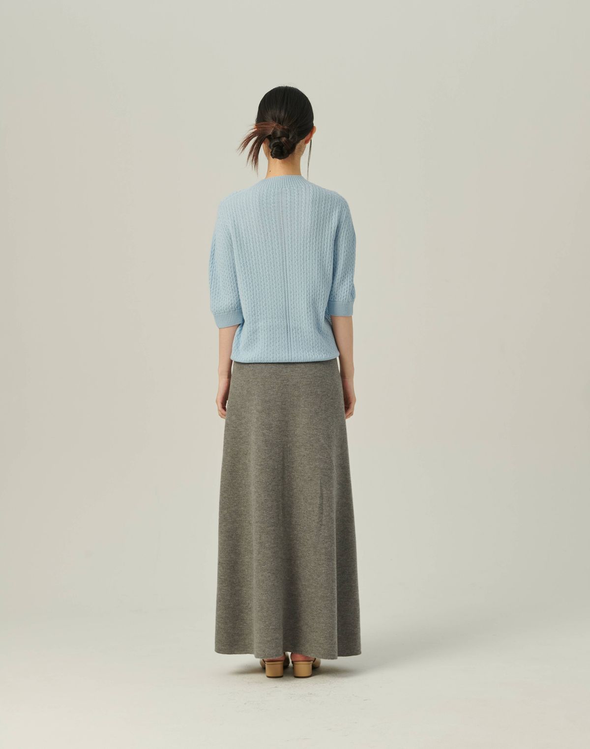 베이스스레드(BASETHREAD) Soft A-Line Knit Skirt_GRAY