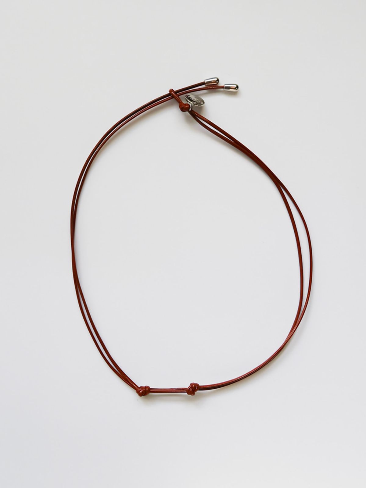 소수(SOSOO) Lether Knot Two Way Necklace [Brown]