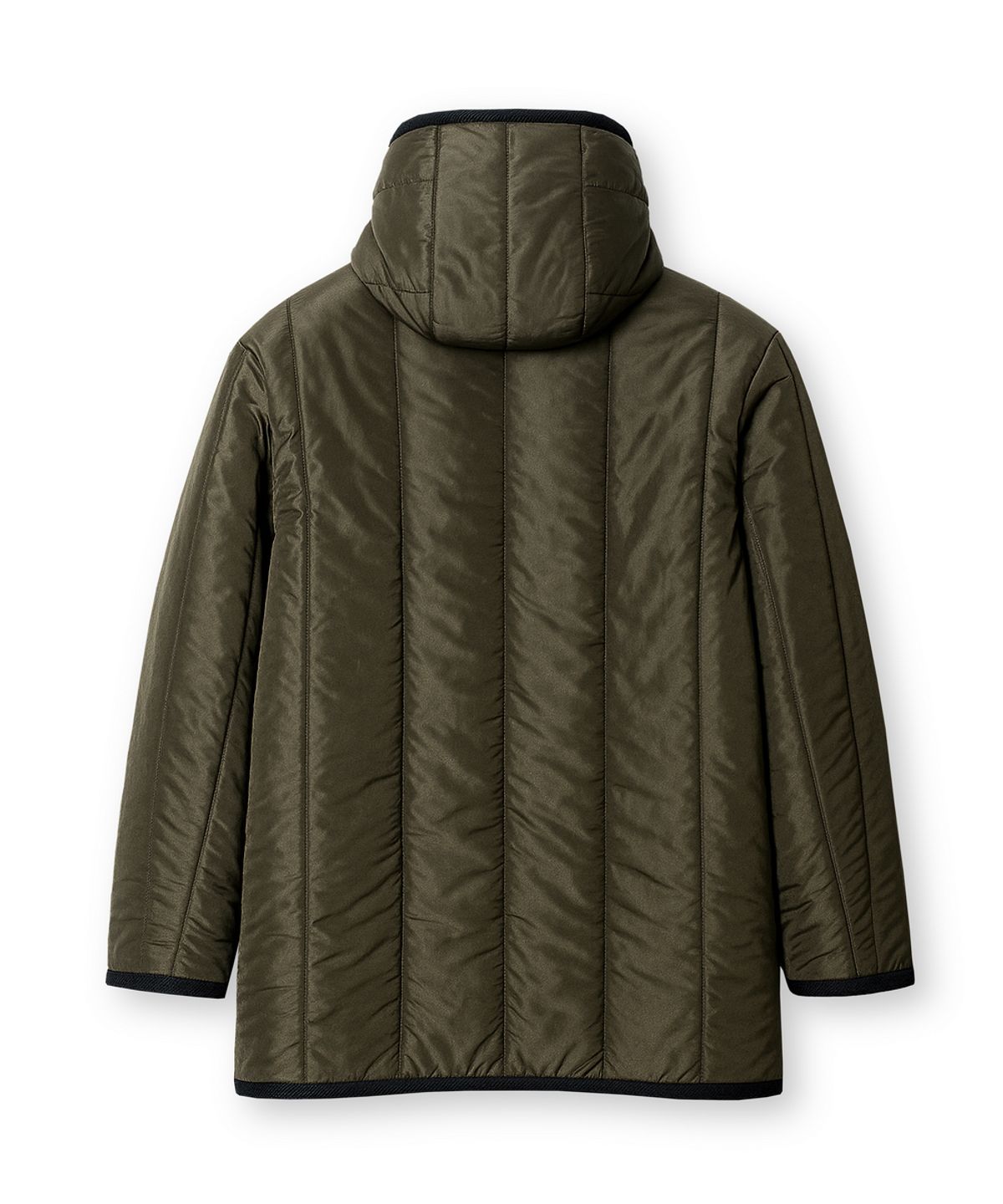 에든버러클럽(EDINBURGH CLUB) HOODED VERTICAL QUILTED MID JUMPER (D/KHAKI)