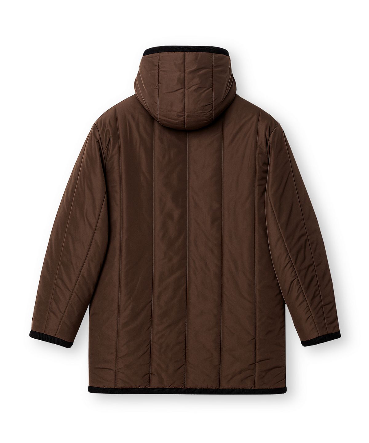 에든버러클럽(EDINBURGH CLUB) HOODED VERTICAL QUILTED MID JUMPER (BROWN)