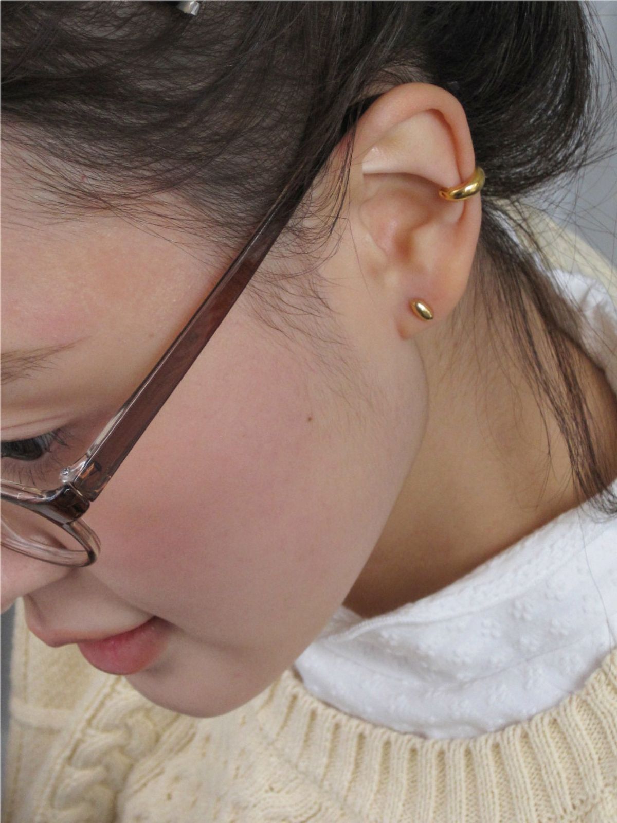 둥그런(DUNGEUREON) [925 Silver] Grain Earrings (Gold)