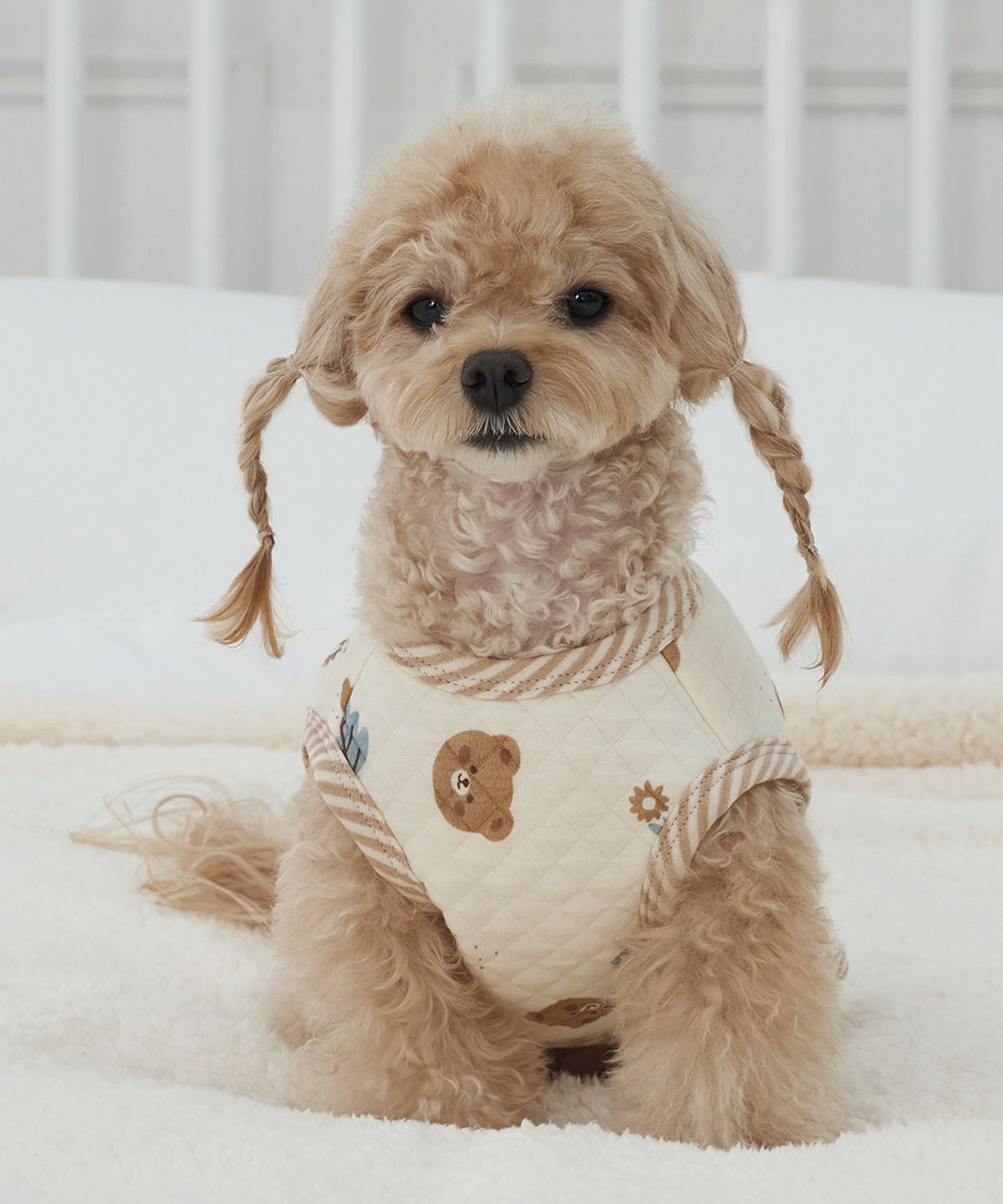 슈퍼펫(SUPERPET) 강아지 누빔조끼 애니멀 프렌즈 브라운
