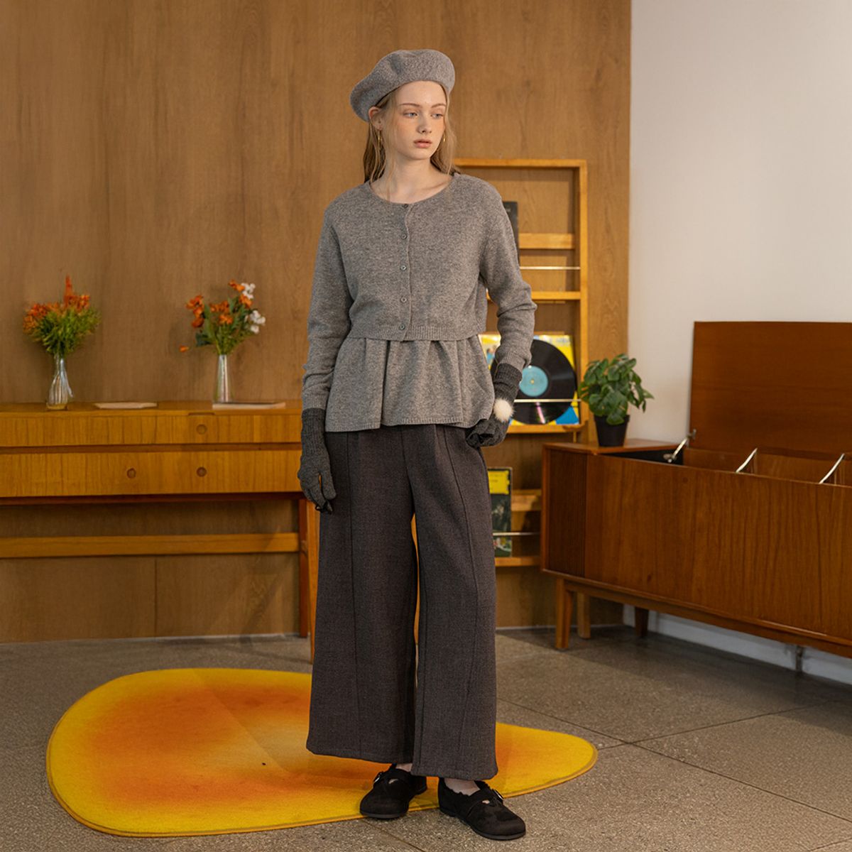 던드롭(DUNDROP) DD_Knit camisole and cardigan two-piece set_GRAY