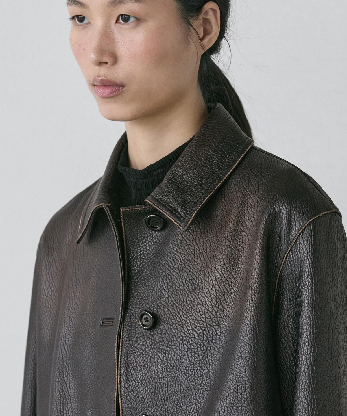 마시모두띠(MASSIMO DUTTI) 쇼트 나파 레더 재킷
