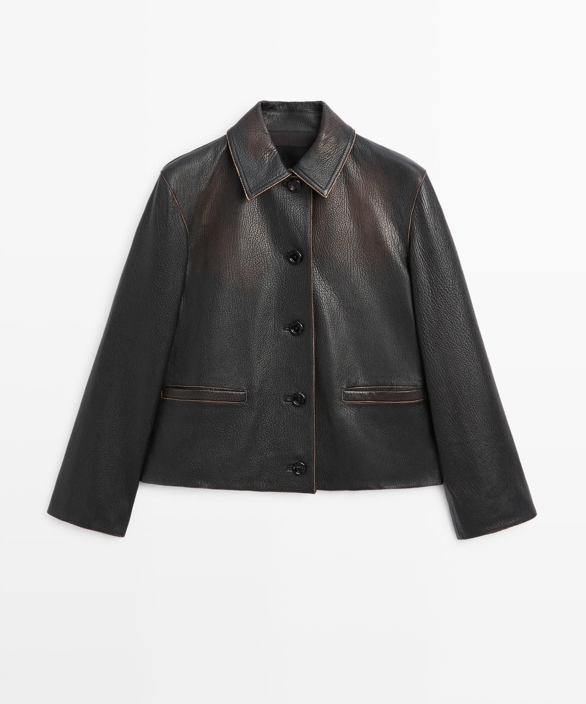 마시모두띠(MASSIMO DUTTI) 쇼트 나파 레더 재킷