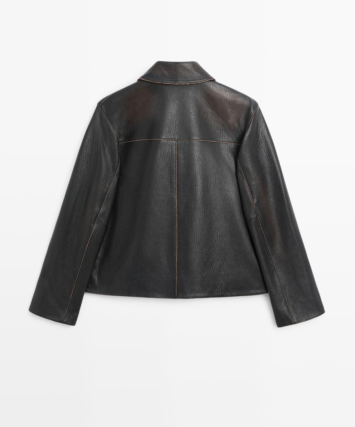 마시모두띠(MASSIMO DUTTI) 쇼트 나파 레더 재킷