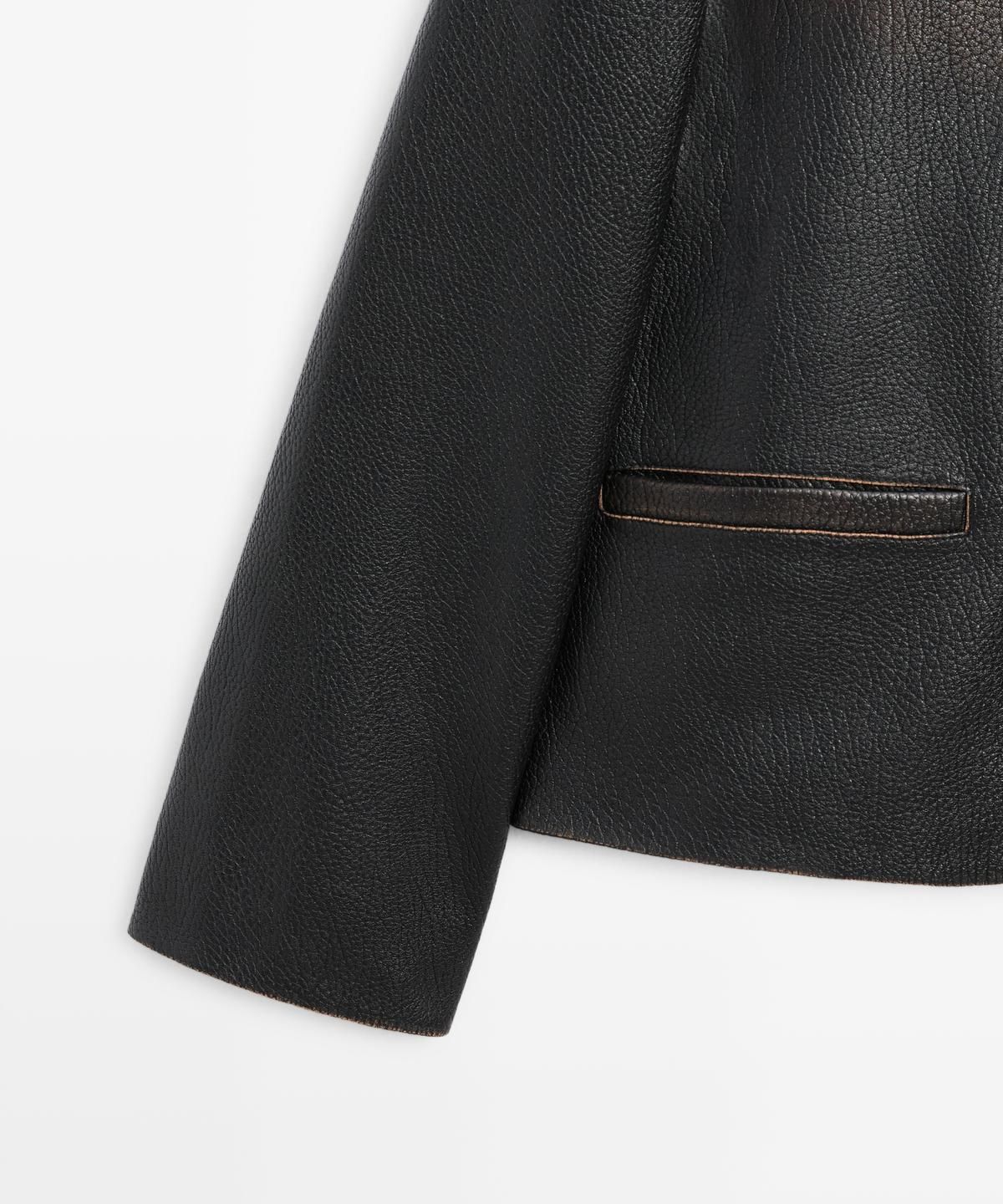 마시모두띠(MASSIMO DUTTI) 쇼트 나파 레더 재킷