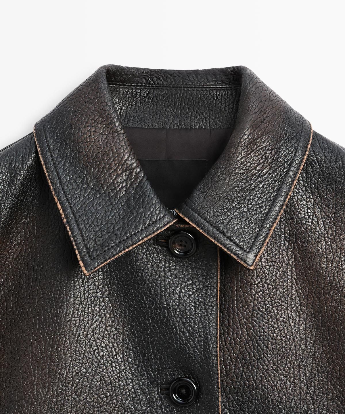마시모두띠(MASSIMO DUTTI) 쇼트 나파 레더 재킷