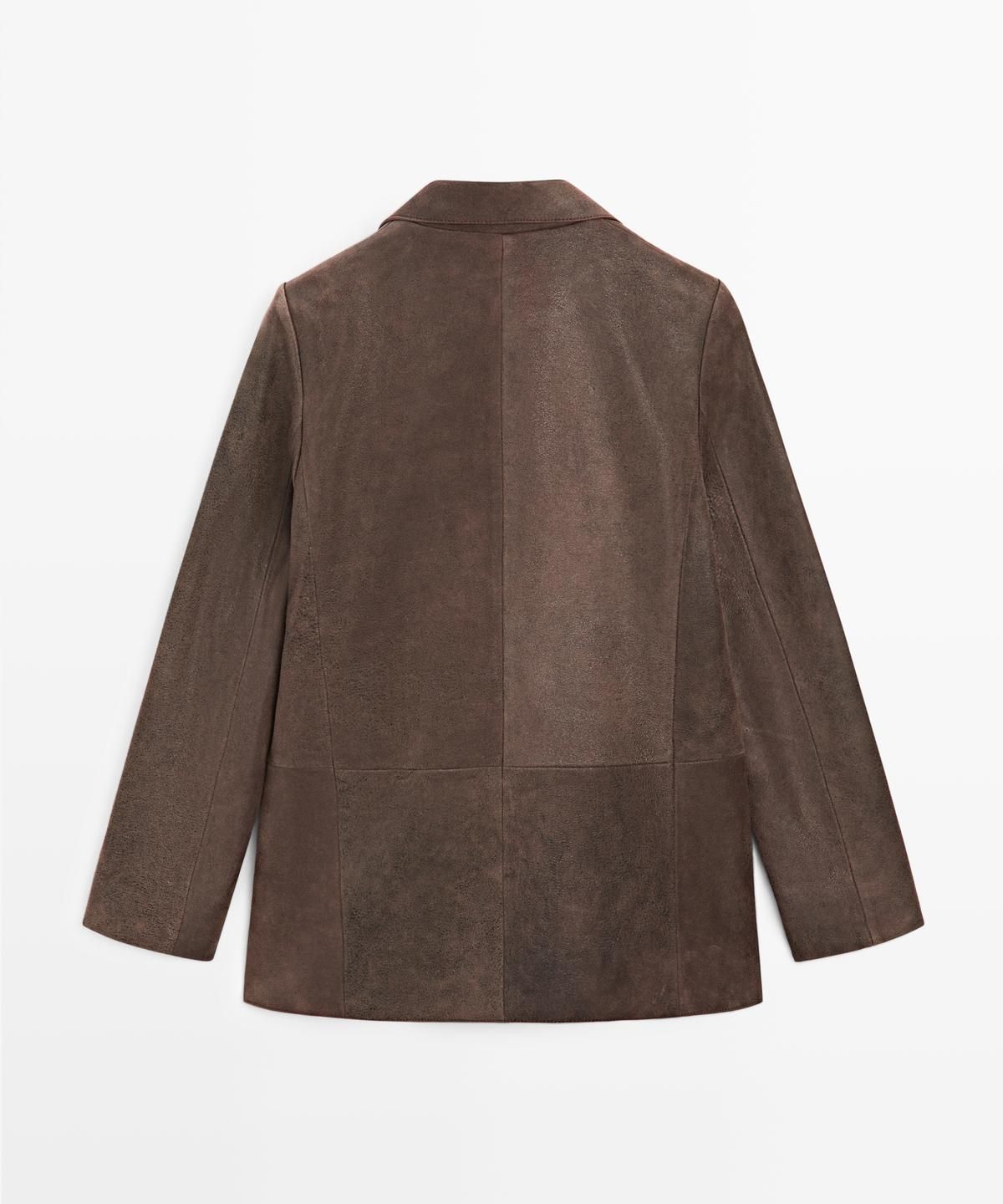 마시모두띠(MASSIMO DUTTI) 라펠 칼라 디테일 스웨이드 레더 블레이저