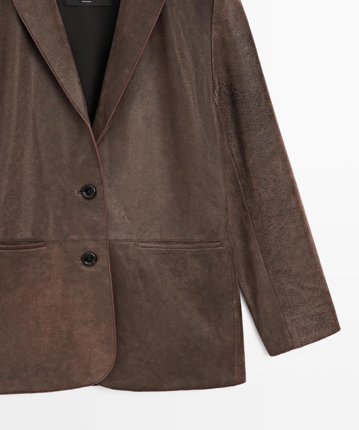 마시모두띠(MASSIMO DUTTI) 라펠 칼라 디테일 스웨이드 레더 블레이저