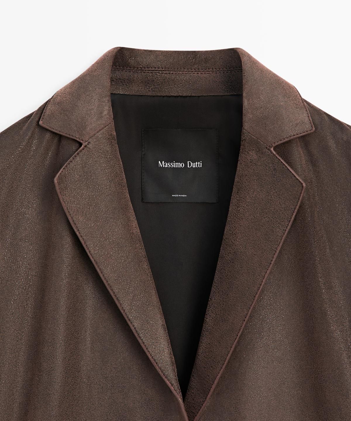 마시모두띠(MASSIMO DUTTI) 라펠 칼라 디테일 스웨이드 레더 블레이저