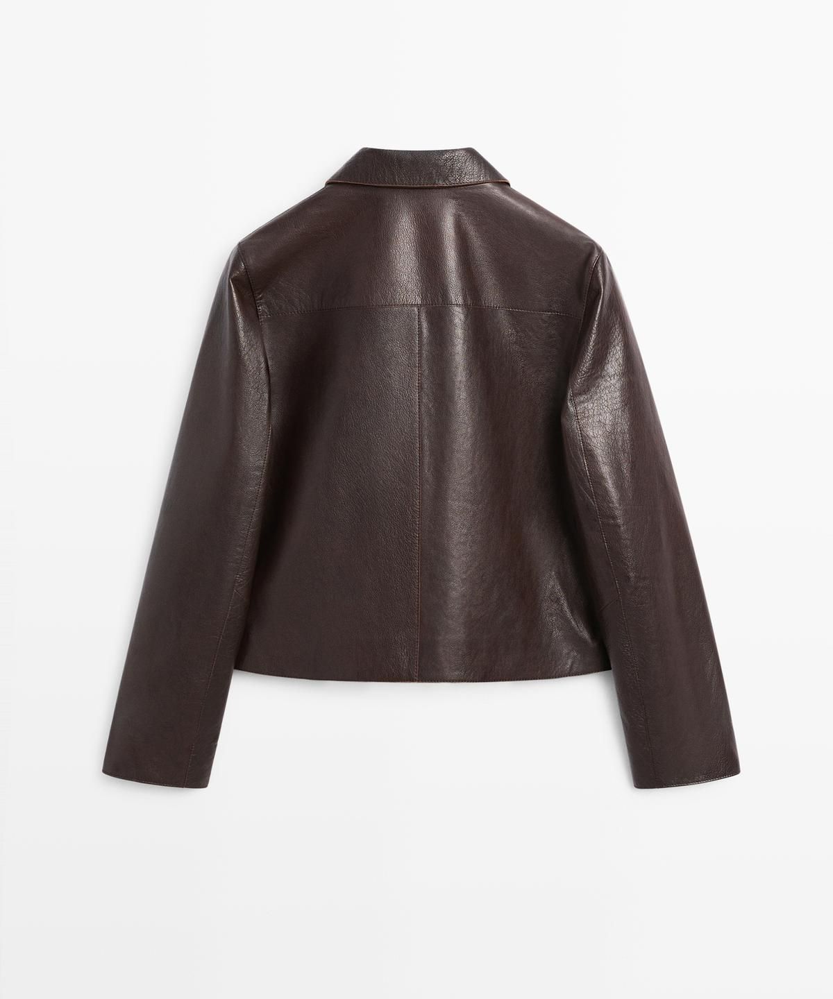마시모두띠(MASSIMO DUTTI) 크롭 나파 레더 재킷