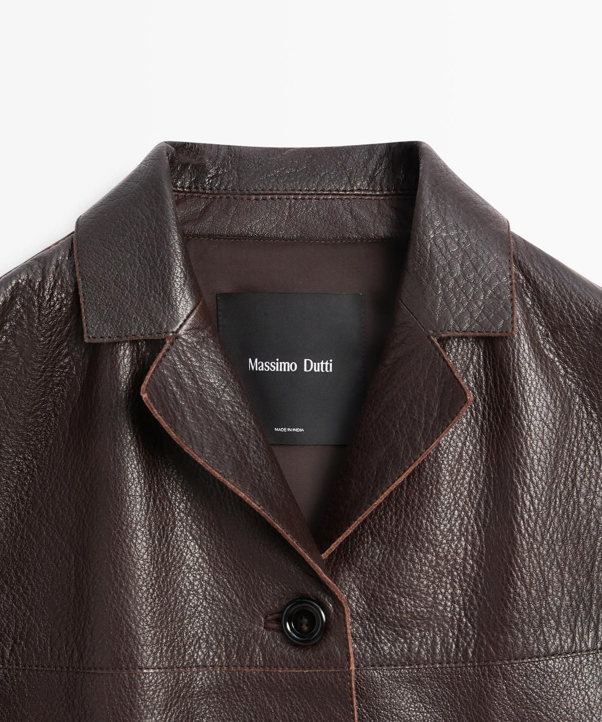 마시모두띠(MASSIMO DUTTI) 크롭 나파 레더 재킷