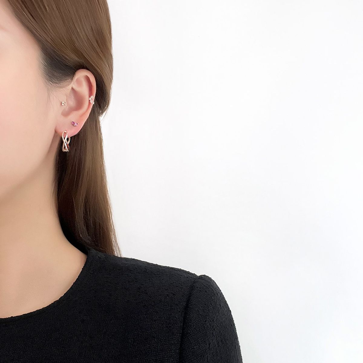 디유아모르(DIEUAMOUR) 14K 골드핀 플뢰브 원터치 이어링