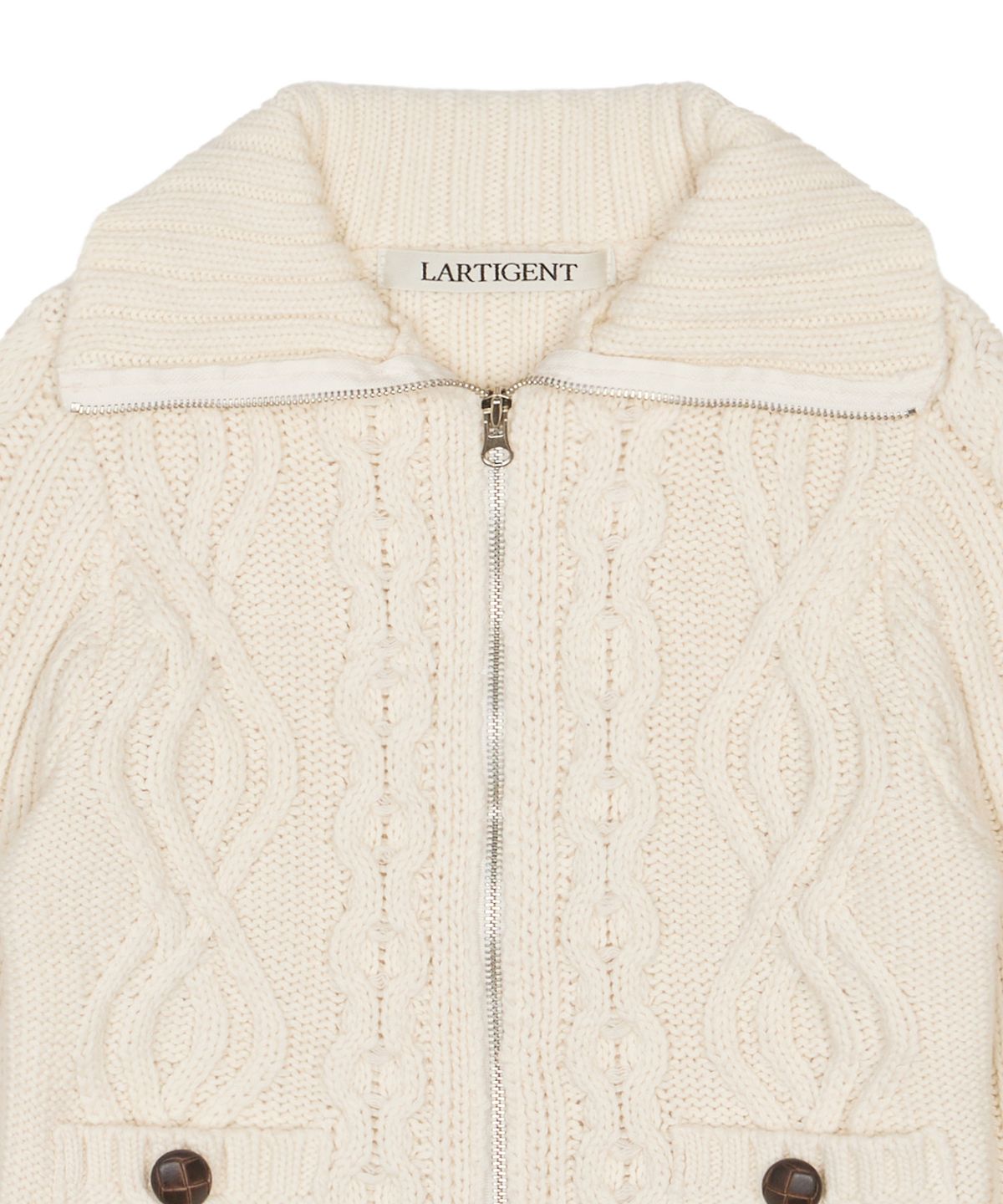 라티젠(LARTIGENT) L20 BUTTER POCKET KNIT ZIP-UP(IVORY)