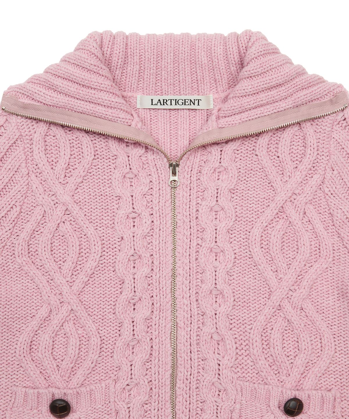 라티젠(LARTIGENT) L20 BUTTER POCKET KNIT ZIP-UP(INDIE PINK)