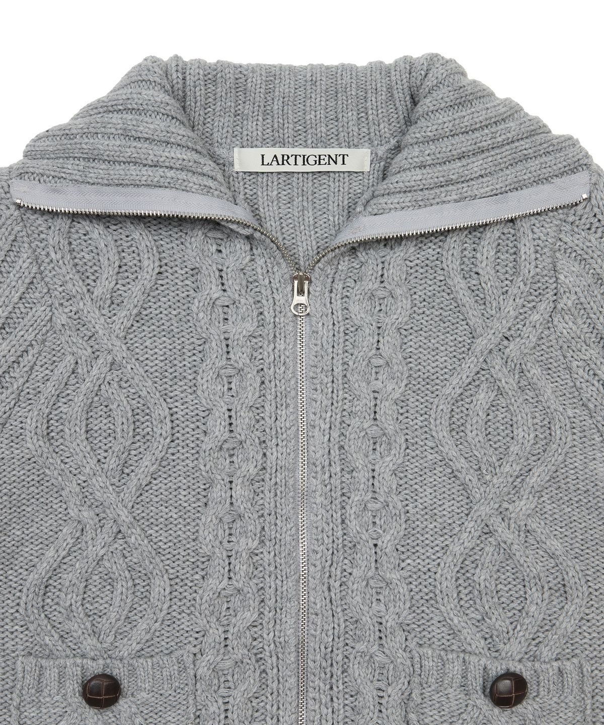 라티젠(LARTIGENT) L20 BUTTER POCKET KNIT ZIP-UP(GRAY)