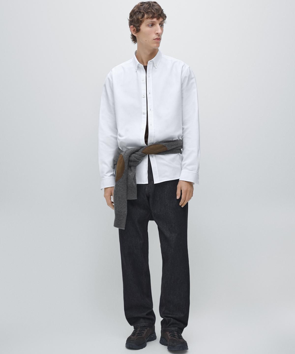 마시모두띠(MASSIMO DUTTI) 100% 코튼 레귤러 핏 옥스퍼드 셔츠