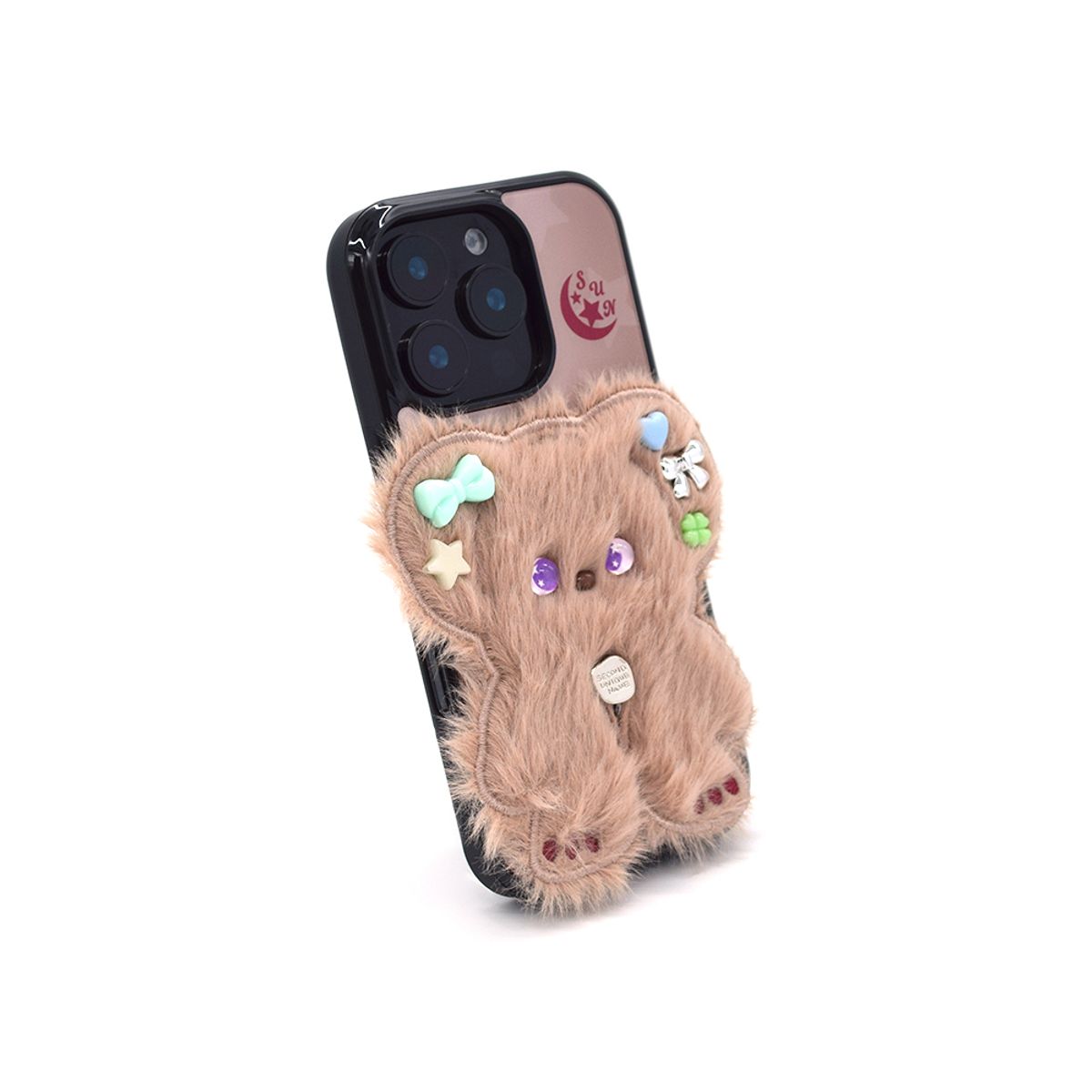 세컨드유니크네임(SECOND UNIQUE NAME) SUN CASE BEADS BEAR COFFEE BEIGE (GLOSSY BLACK)