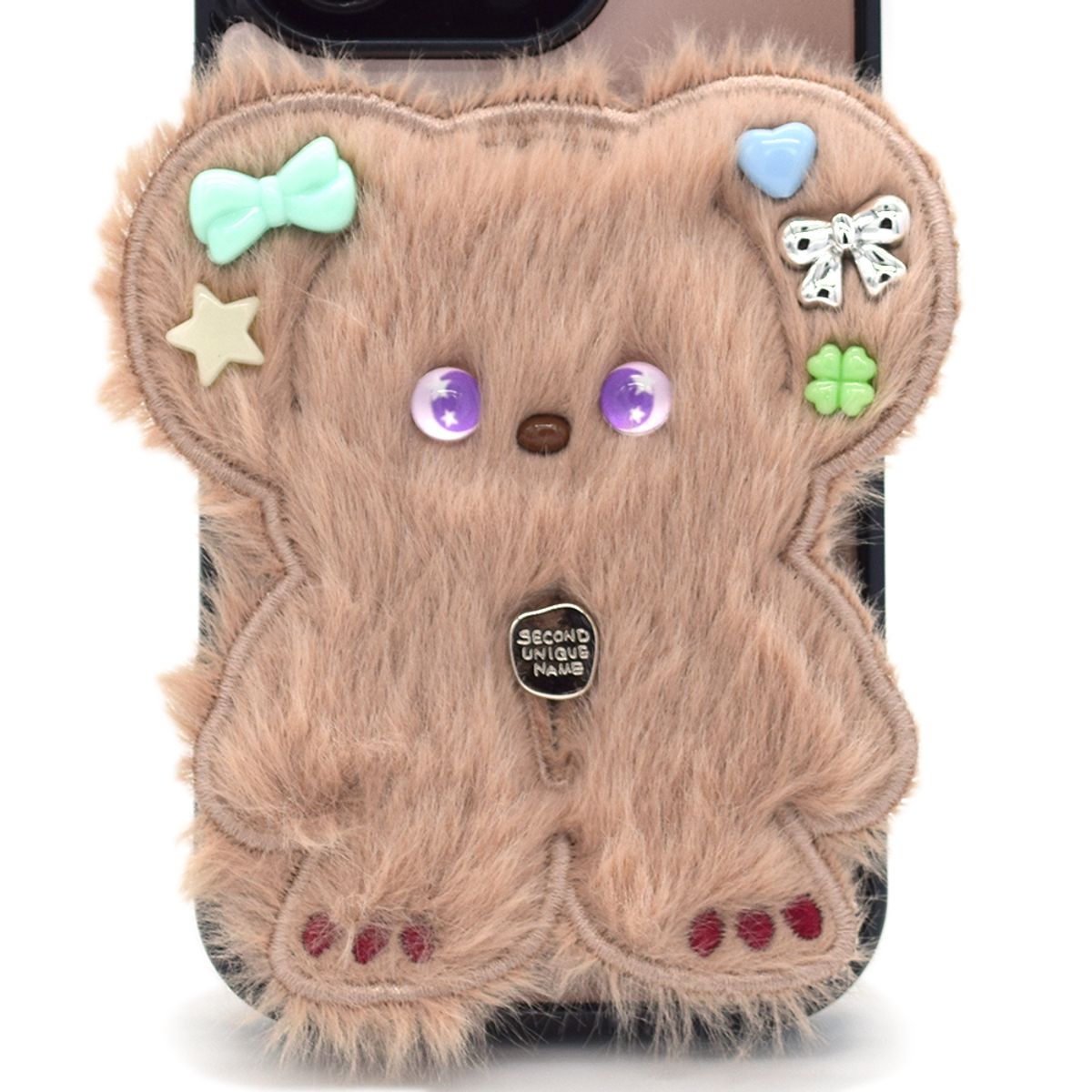 세컨드유니크네임(SECOND UNIQUE NAME) SUN CASE BEADS BEAR COFFEE BEIGE (GLOSSY BLACK)