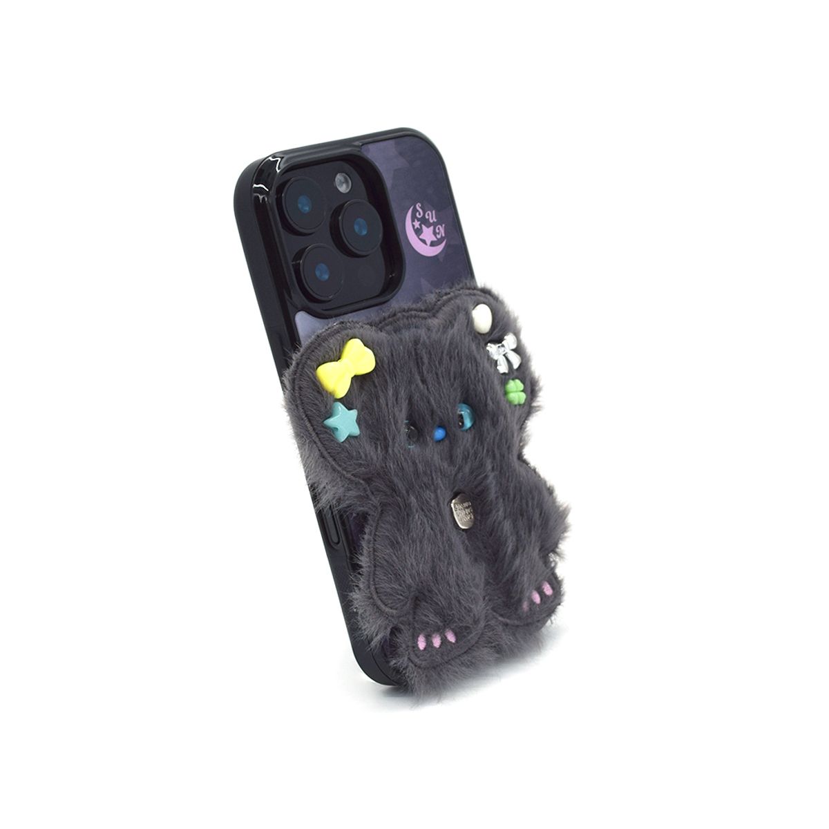 세컨드유니크네임(SECOND UNIQUE NAME) SUN CASE BEADS BEAR DEEP GRAY (GLOSSY BLACK)