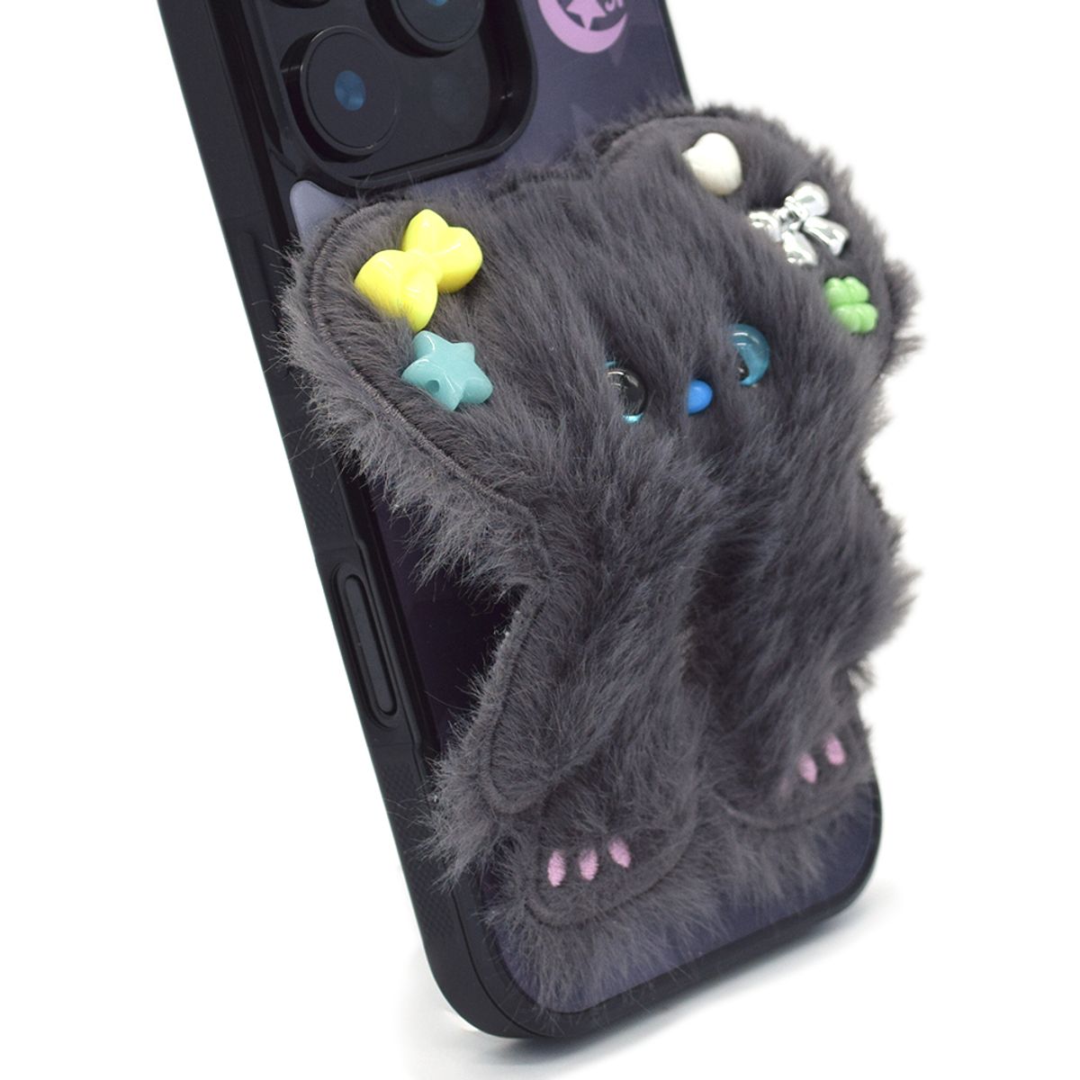 세컨드유니크네임(SECOND UNIQUE NAME) SUN CASE BEADS BEAR DEEP GRAY (GLOSSY BLACK)