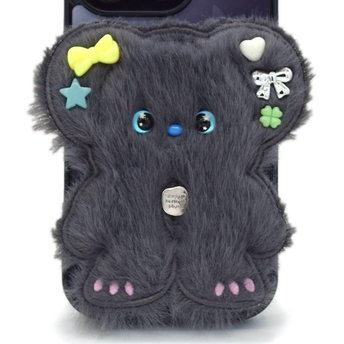 세컨드유니크네임(SECOND UNIQUE NAME) SUN CASE BEADS BEAR DEEP GRAY (GLOSSY BLACK)