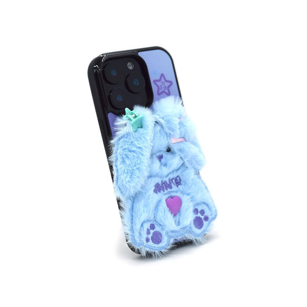 세컨드유니크네임(SECOND UNIQUE NAME) SUN CASE SHY RABBIT LIGHT BLUE (GLOSSY BLACK)
