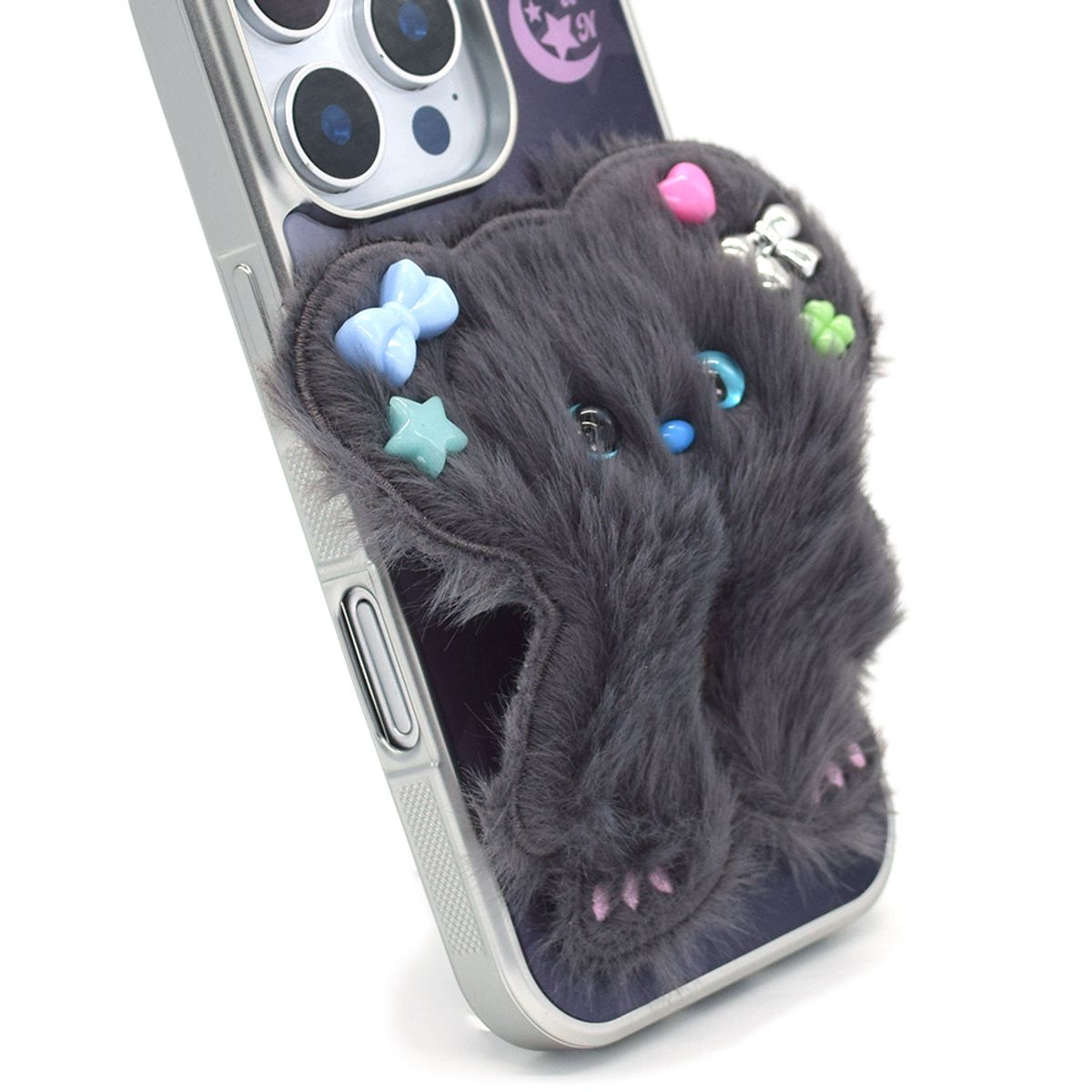 세컨드유니크네임(SECOND UNIQUE NAME) SUN CASE BEADS BEAR DEEP GRAY (GLOSSY SILVER)