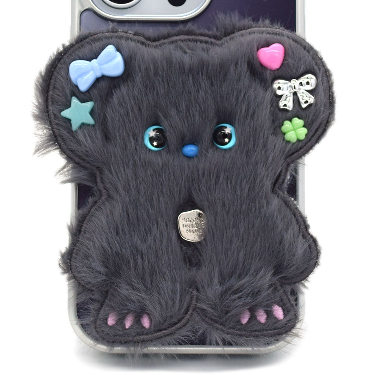 세컨드유니크네임(SECOND UNIQUE NAME) SUN CASE BEADS BEAR DEEP GRAY (GLOSSY SILVER)
