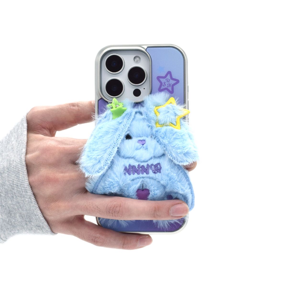 세컨드유니크네임(SECOND UNIQUE NAME) SUN CASE SHY RABBIT LIGHT BLUE (GLOSSY SILVER)