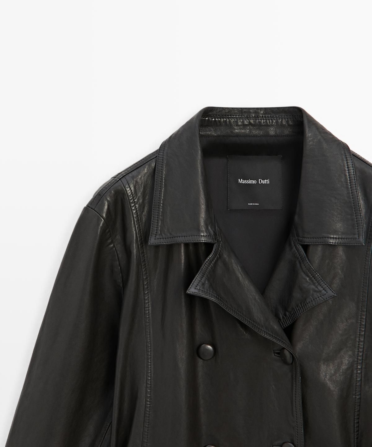 마시모두띠(MASSIMO DUTTI) 벨트 디테일 나파 레더 자켓