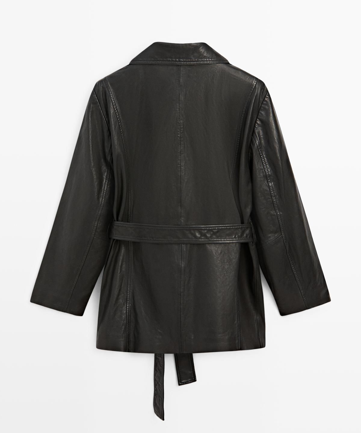 마시모두띠(MASSIMO DUTTI) 벨트 디테일 나파 레더 자켓