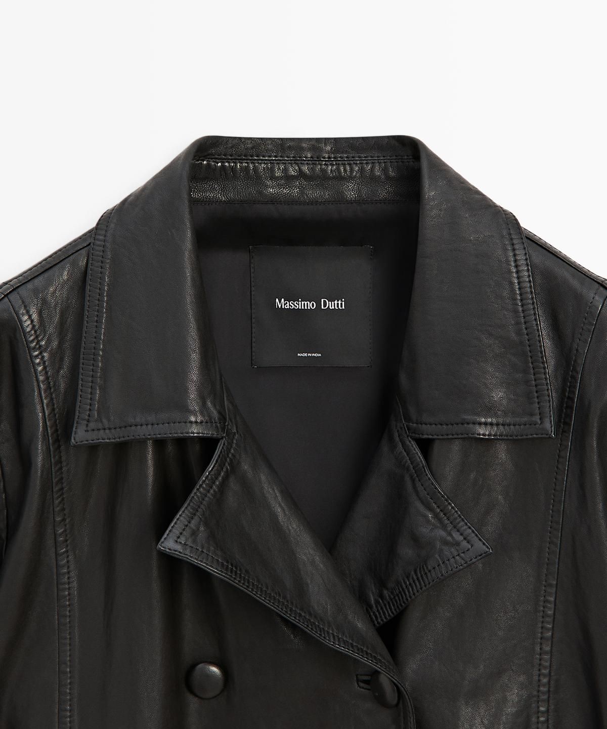 마시모두띠(MASSIMO DUTTI) 벨트 디테일 나파 레더 자켓
