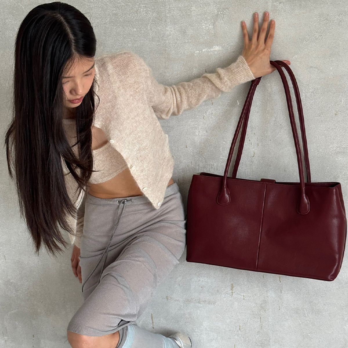 코이무이(KOIMOOI) Clip Tote Bag Large (Burgundy)