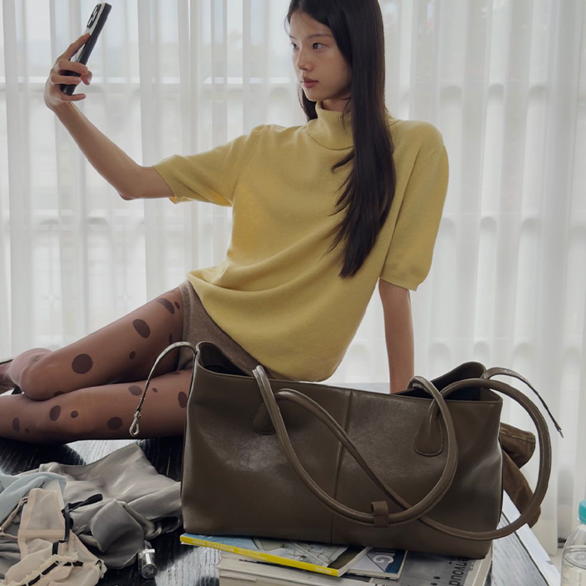 코이무이(KOIMOOI) Clip Tote Bag Large (Khaki)