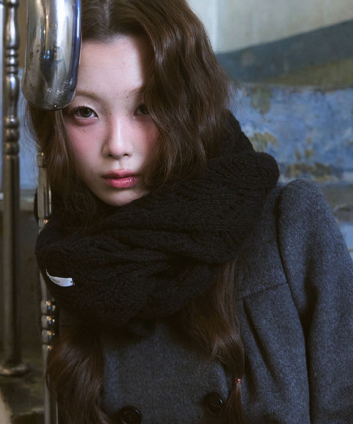 레이즈미야(REISE MIYA) 모모 니트 머플러 [BLACK]