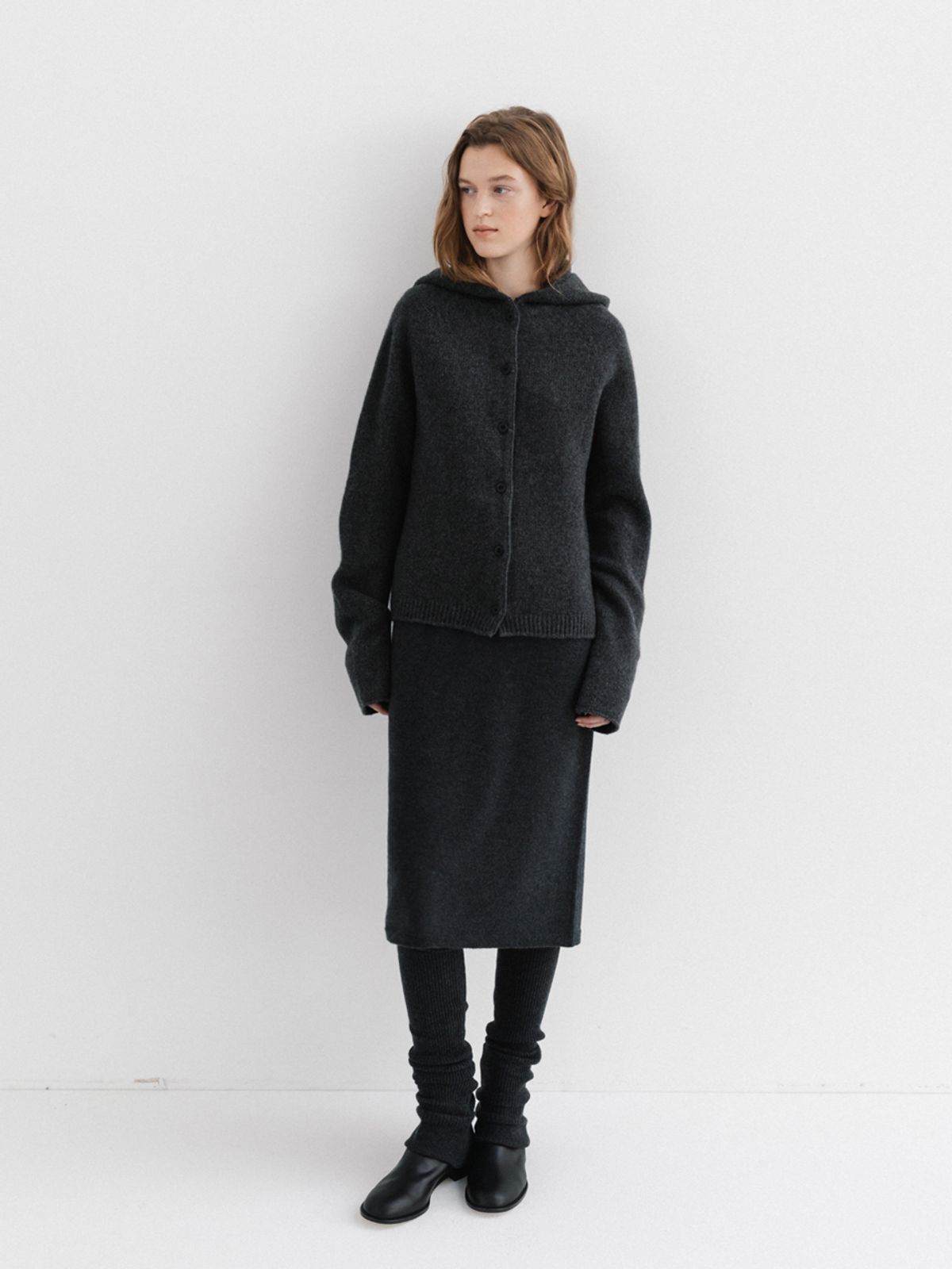 모이아(MOIA) hoodie cardigan (charcoal)