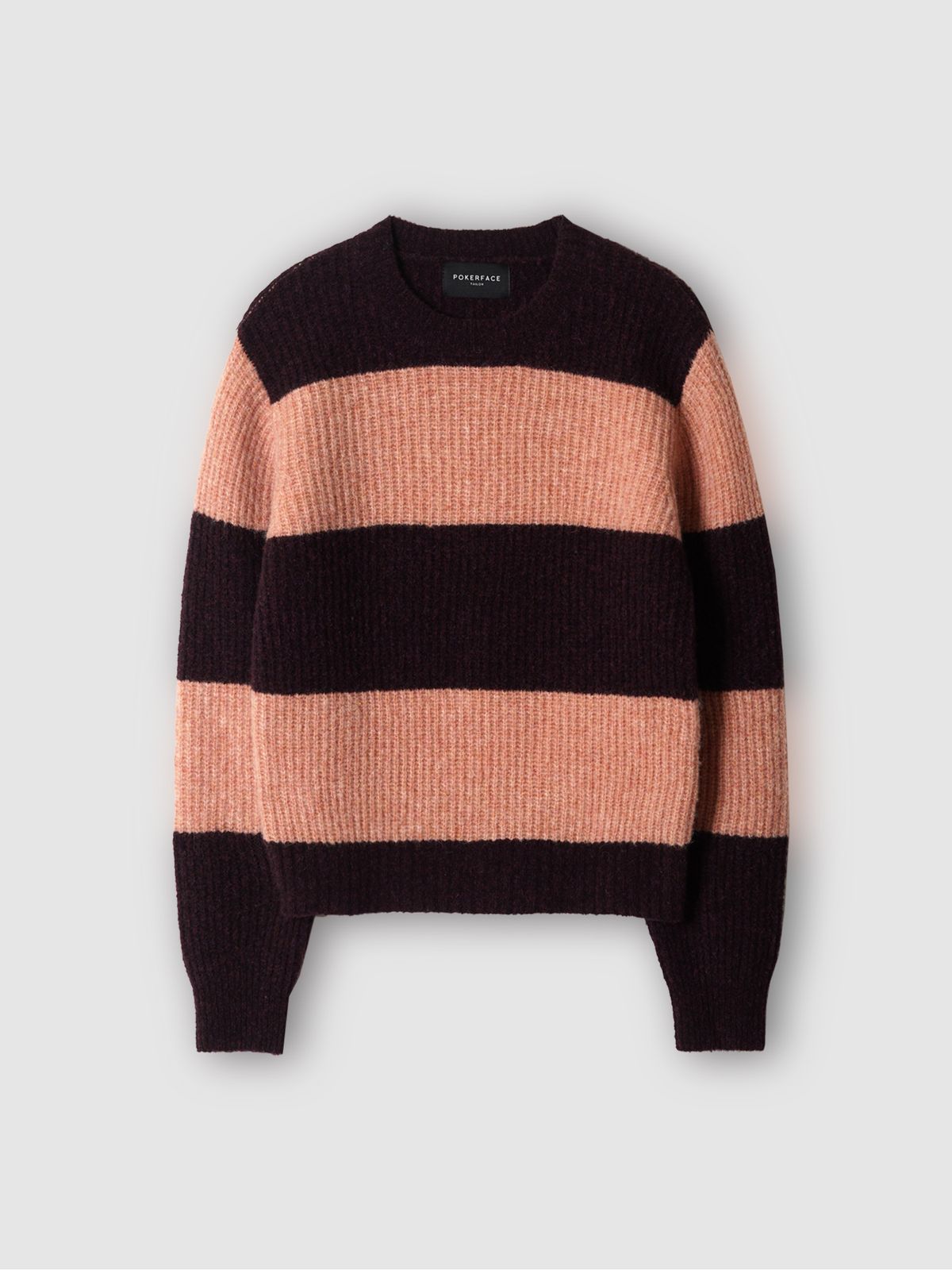 포커페이스(POKERFACE) (W) BLOCK ROUND NECK KINT DEEP PEACH/BURGUNDY