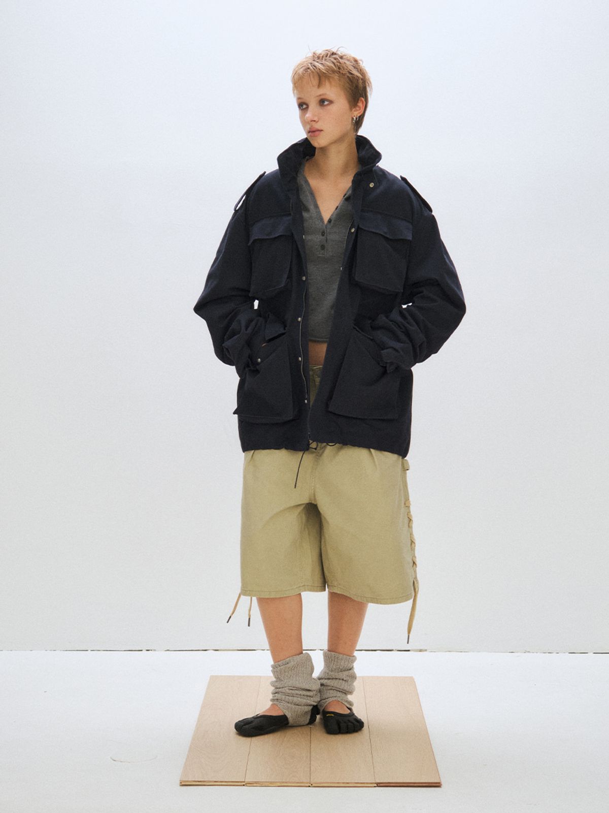 플리즈프로젝트(PLZPROJECT) POCKET FIELD JACKET, NAVY