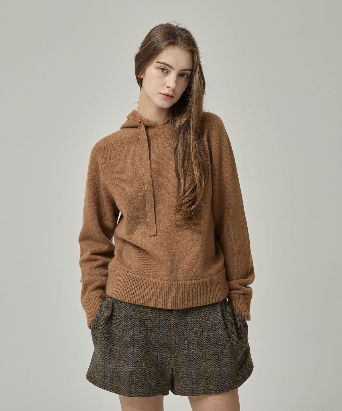 라피네아뜰리에(RAFFINE ATELIER) 프리미엄 캐시미어 니트 후디 카멜