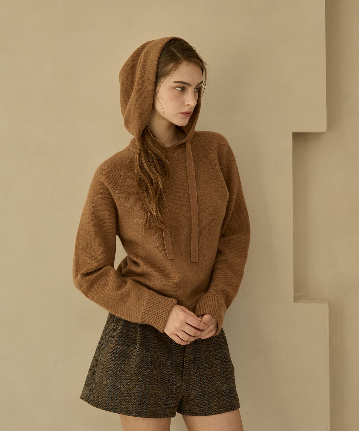 라피네아뜰리에(RAFFINE ATELIER) 프리미엄 캐시미어 니트 후디 카멜