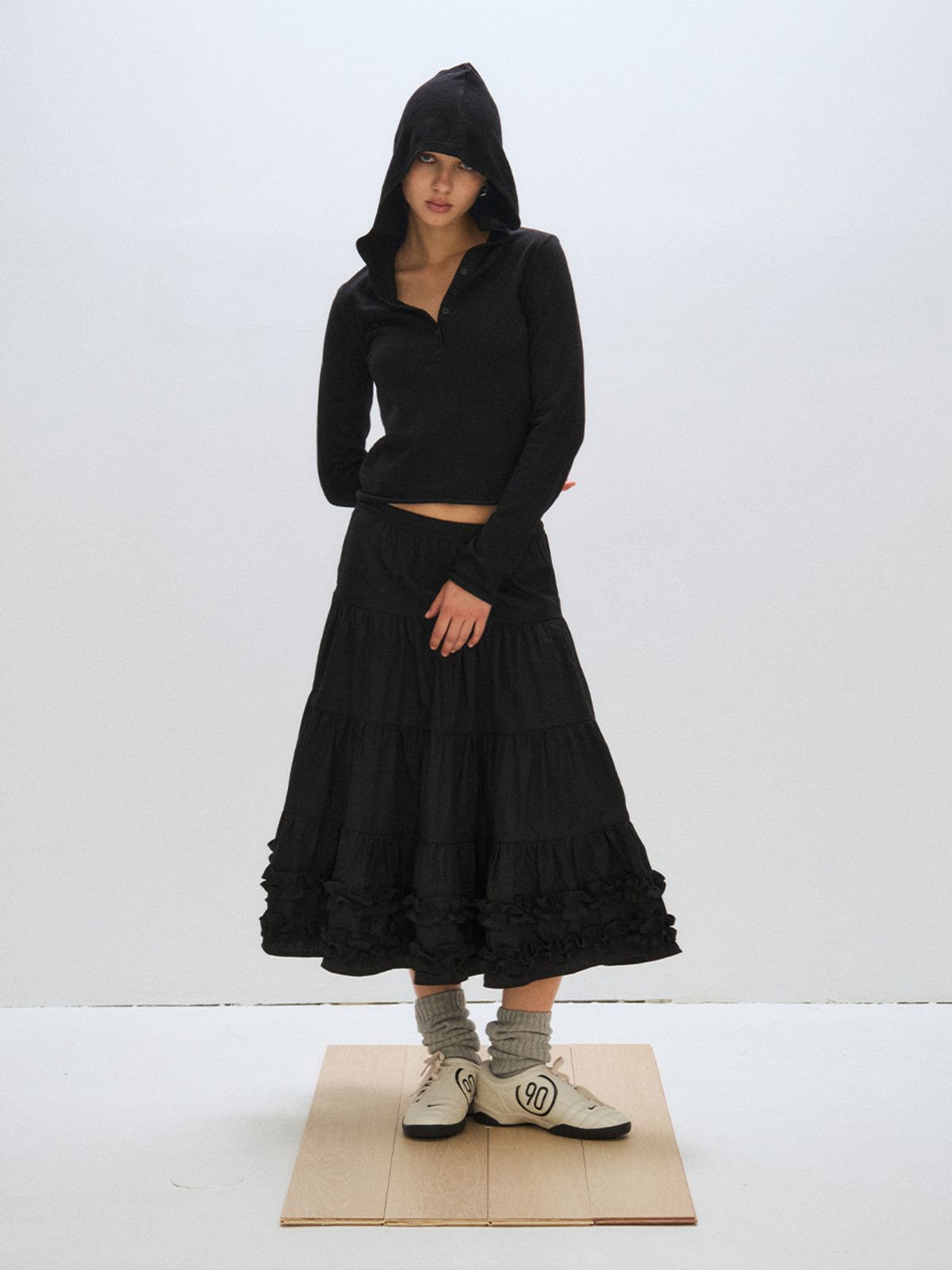 플리즈프로젝트(PLZPROJECT) OPEN HOOD KNIT, BLACK