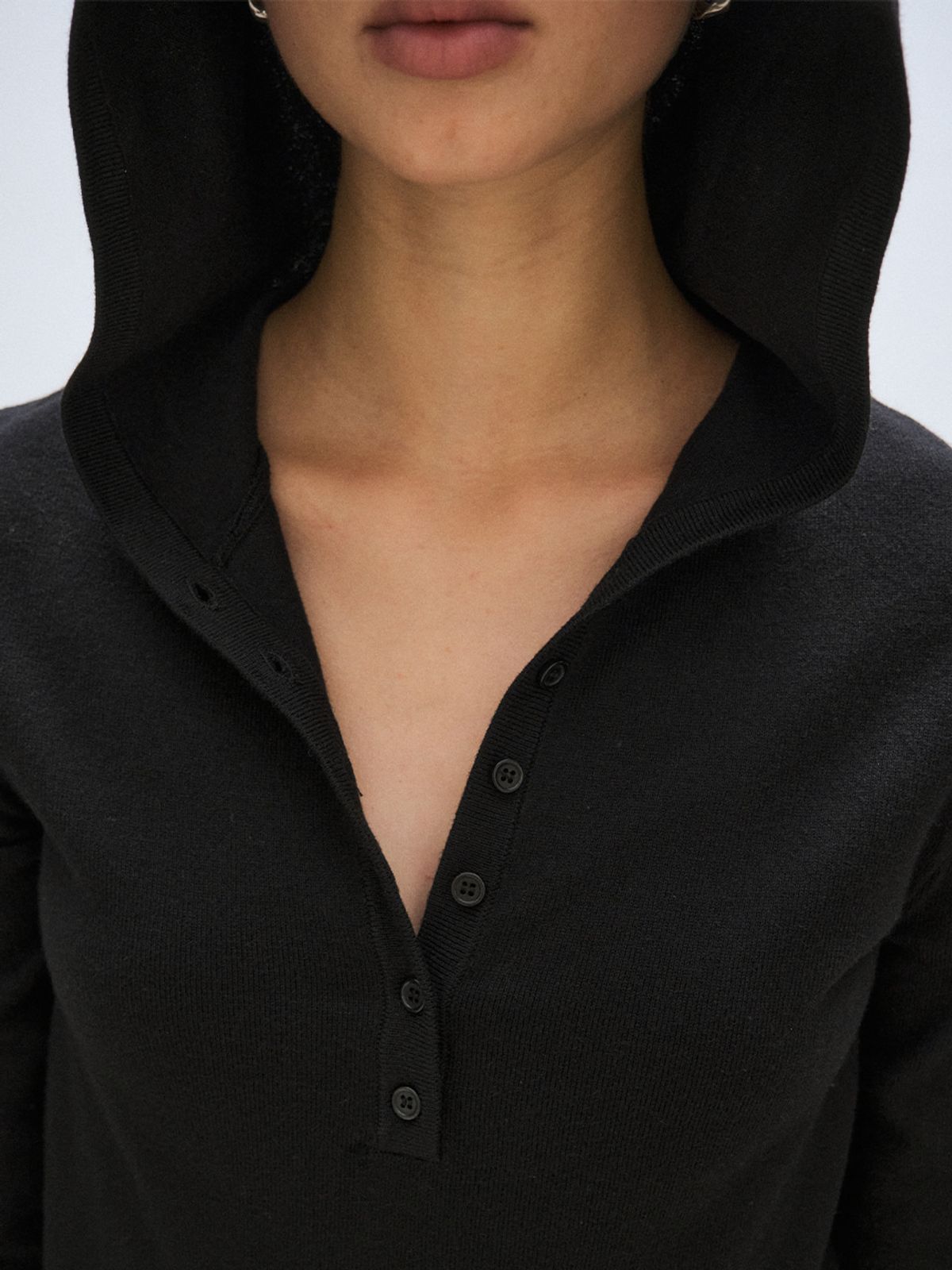 플리즈프로젝트(PLZPROJECT) OPEN HOOD KNIT, BLACK