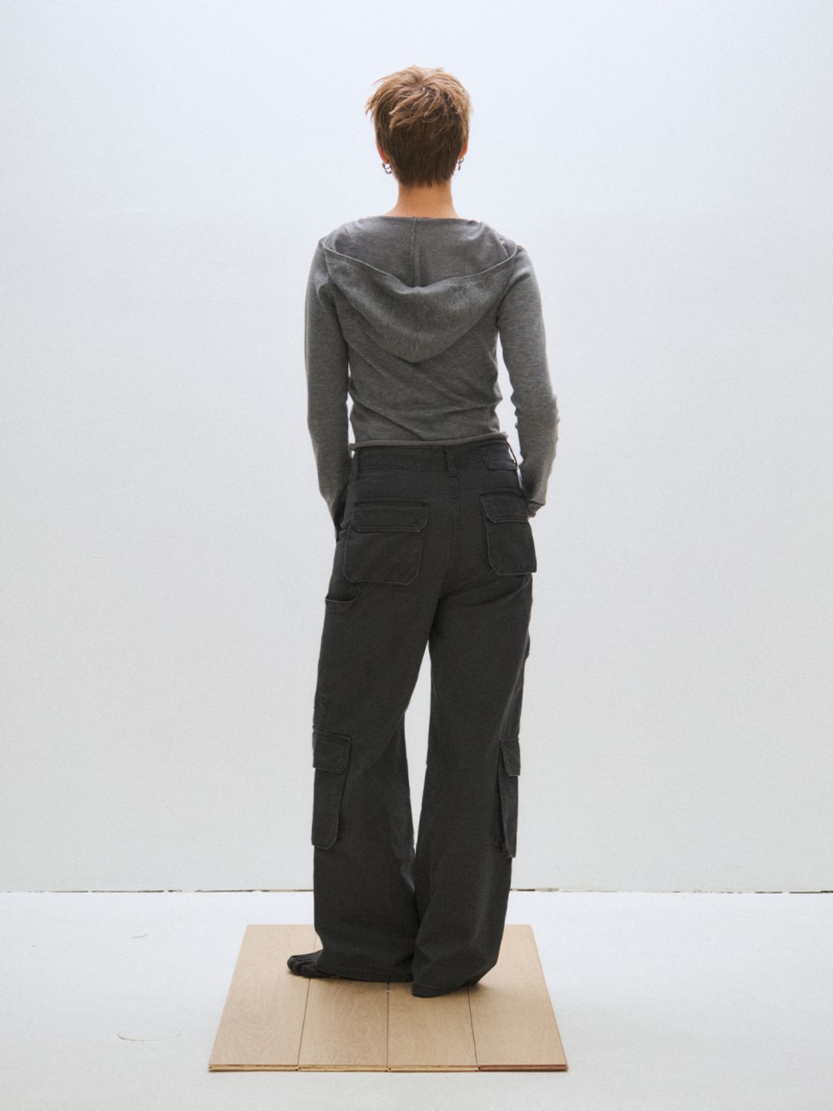 플리즈프로젝트(PLZPROJECT) OPEN HOOD KNIT, HEATHER GRAY