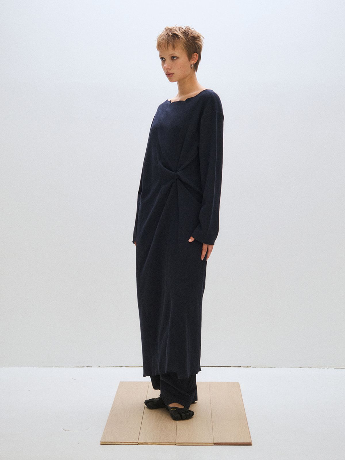 플리즈프로젝트(PLZPROJECT) ASHYMMETRIC MAXI DRESS, NAVY