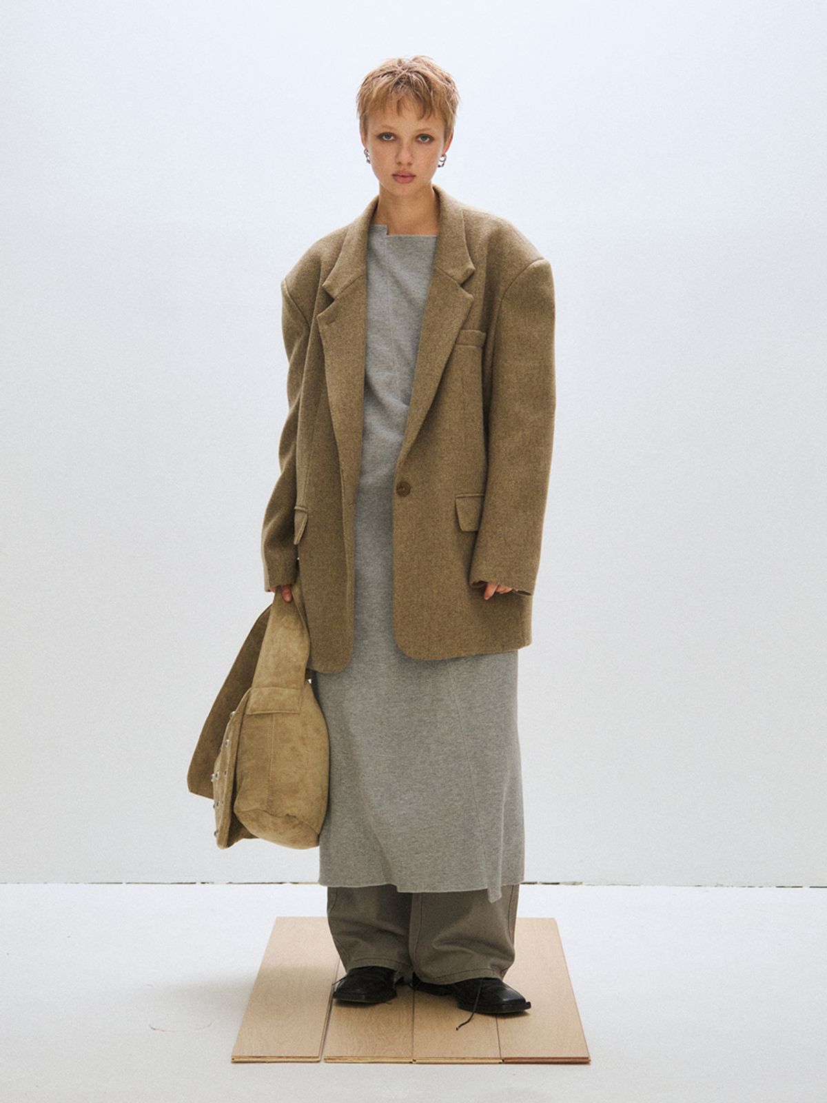 플리즈프로젝트(PLZPROJECT) OVERFIT WOOL JACKET, BEIGE