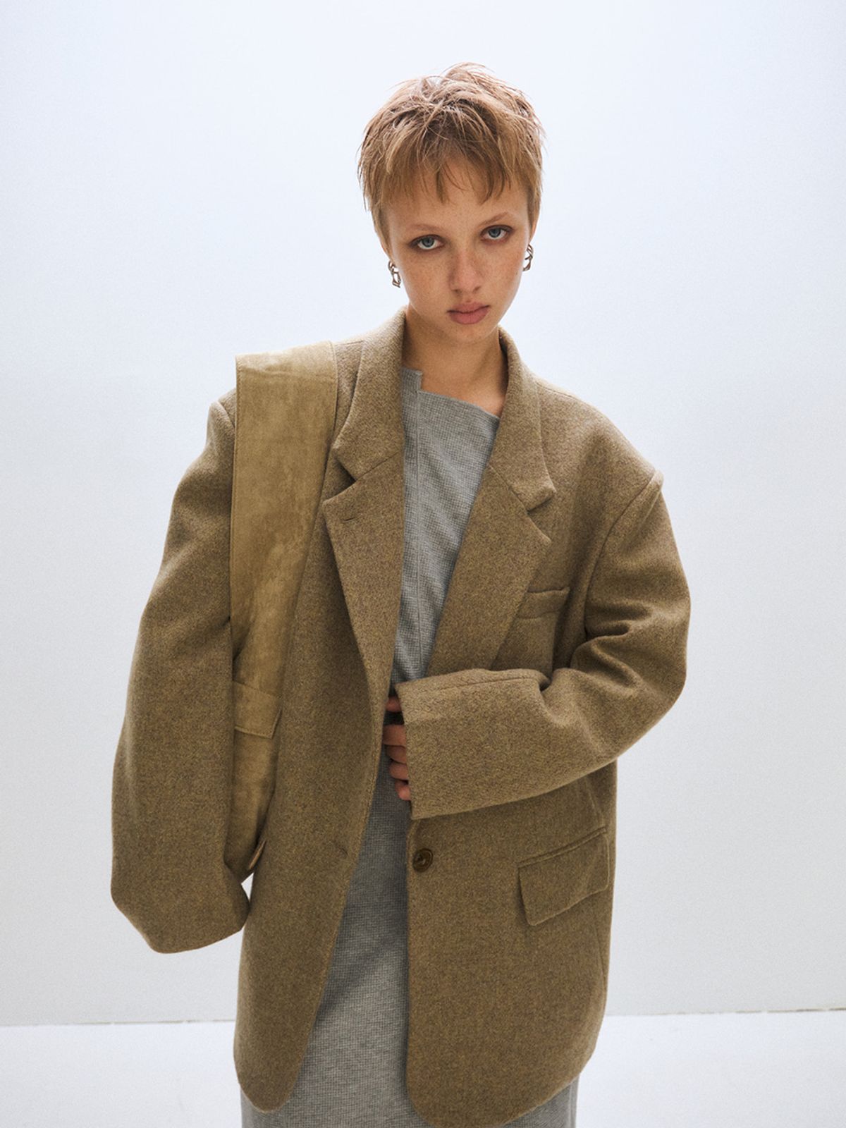 플리즈프로젝트(PLZPROJECT) OVERFIT WOOL JACKET, BEIGE