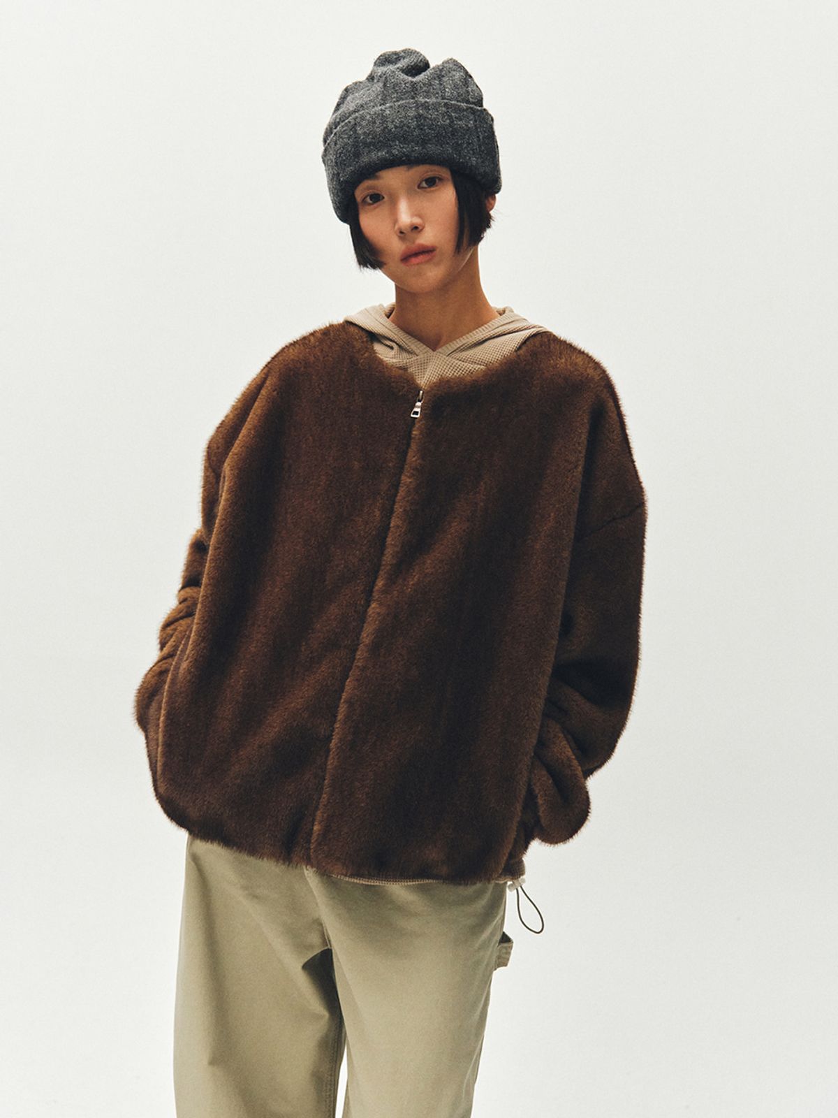 플리즈프로젝트(PLZPROJECT) SHORT FUR JACKET, COYOTE